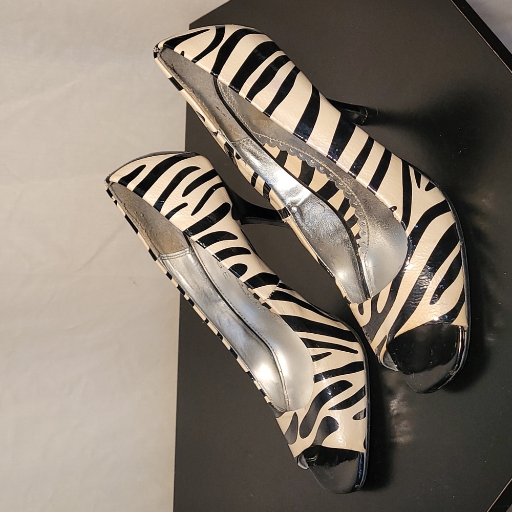 Rampage Nadine Zebra High Heel Peep Toe